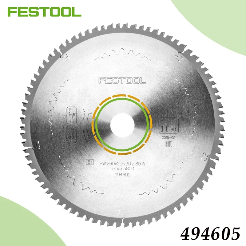 FESTOOL 494605 260mm Circular Saw Blade 80T/30mm Bore HW Carbide Tipped for Woodworking Fits Kapex Miter Saws
FESTOOL 494605 260mm Circular Saw Blade 80T/30mm Bore HW Carbide Tipped for Woodworking Fits Kapex Miter Saws