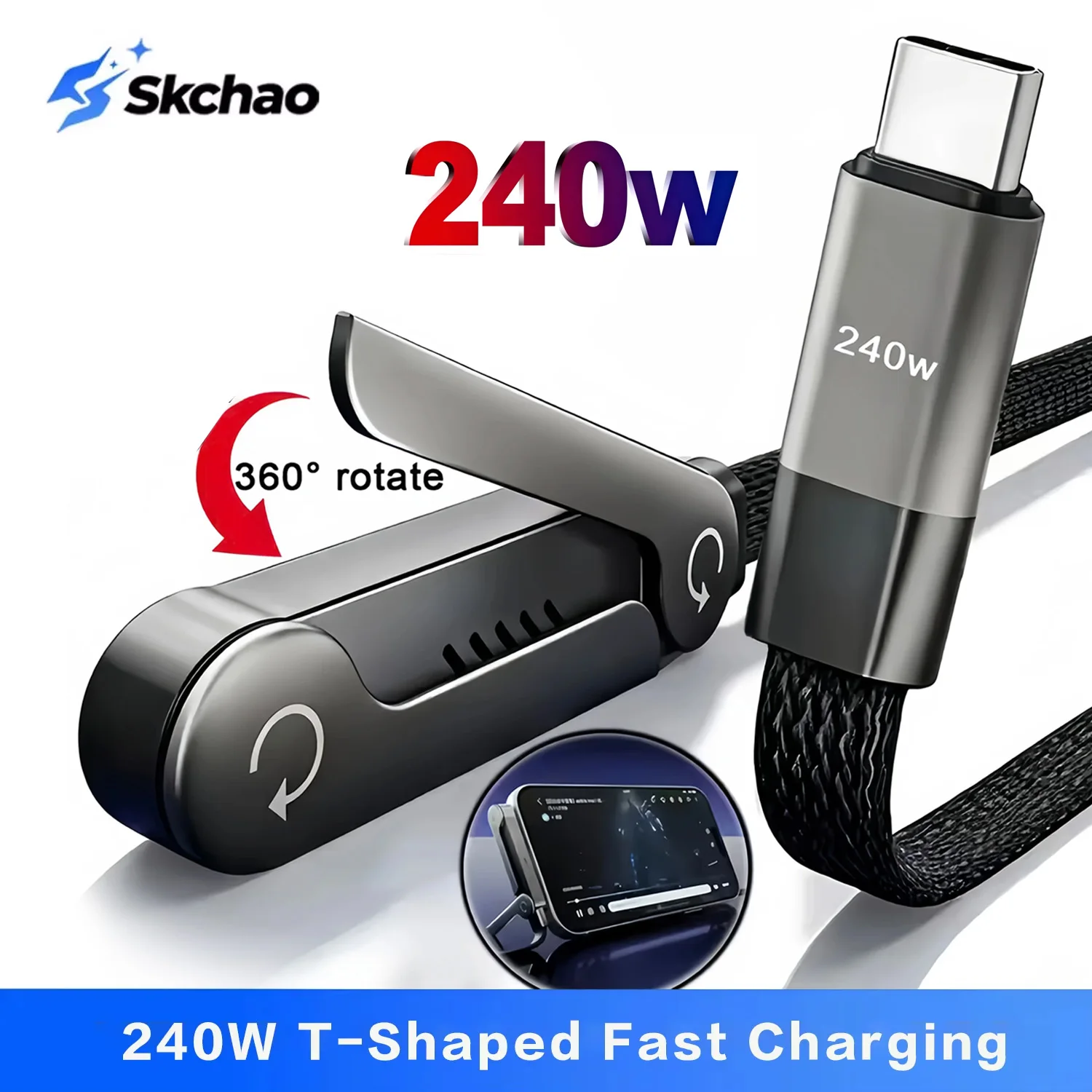 240W Fast Charging Type-C to Type-C Cable with Elbow Foldable Stand Phone Holder Compatible For iPhone 17/16/15 Samsung
240W Fast Charging Type-C to Type-C Cable with Elbow Foldable Stand Phone Holder Compatible For iPhone 17/16/15 Samsung