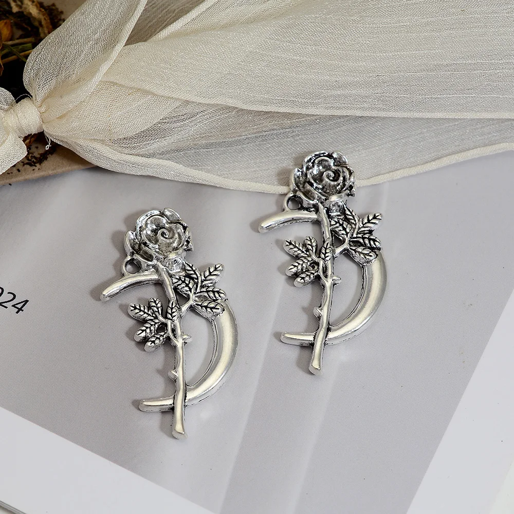 10pcs/lot--19x42mm Moon Rose Flower Charms Pendants For Diy Necklace Keychain Jewelry Making Findings Supplies Accessories
10pcs/lot--19x42mm Moon Rose Flower Charms Pendants For Diy Necklace Keychain Jewelry Making Findings Supplies Accessories