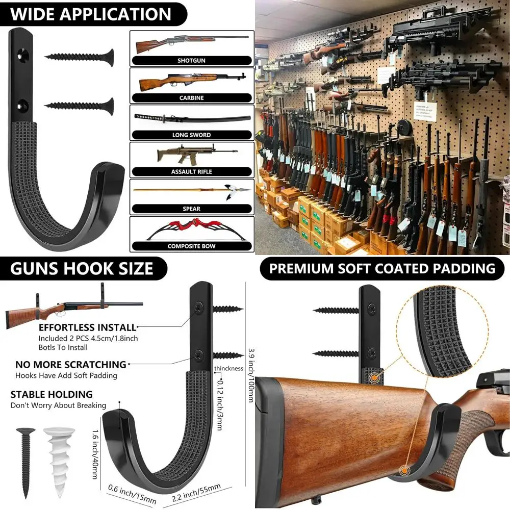 34 Pack Gun Rack Wall Mount, Gun Rack Bulk or Wall, Horizontal Metal Gun Rack or Rile, Shotgun, Bows, with Sot Padding, Gun Moun
34 Pack Gun Rack Wall Mount, Gun Rack Bulk or Wall, Horizontal Metal Gun Rack or Rile, Shotgun, Bows, with Sot Padding, Gun Moun