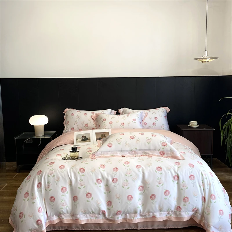 600TC Lyocell Soft Silky Cool Feeling Summer Rose Flowers Prints Bedding Set Duvet Cover Flat/Fitted Bed Sheet Pillowcase 4Pcs
600TC Lyocell Soft Silky Cool Feeling Summer Rose Flowers Prints Bedding Set Duvet Cover Flat/Fitted Bed Sheet Pillowcase 4Pcs