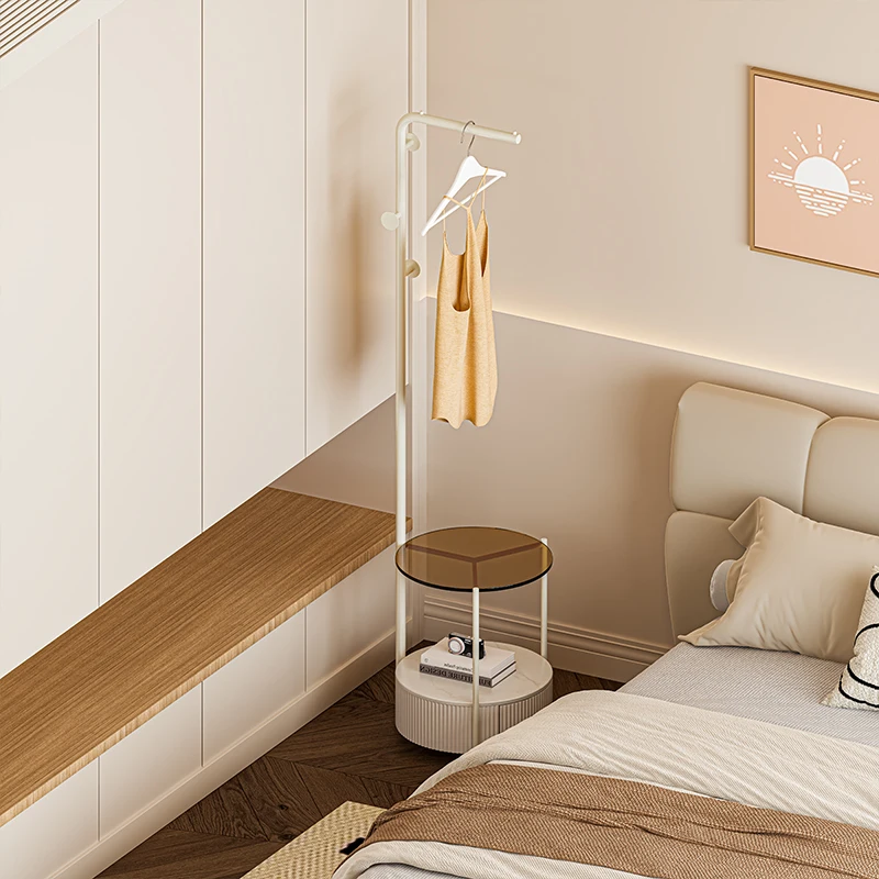 Bedroom Multifunctional Hanger Bedside Table Integrated Glass Home Bedside Coat Rack Floor Simple Cabodeiro De Chao Furniture
Bedroom Multifunctional Hanger Bedside Table Integrated Glass Home Bedside Coat Rack Floor Simple Cabodeiro De Chao Furniture