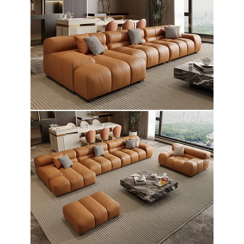 Leather sofa living room large mansion puff module corner first layer cowhide meaning
Leather sofa living room large mansion puff module corner first layer cowhide meaning