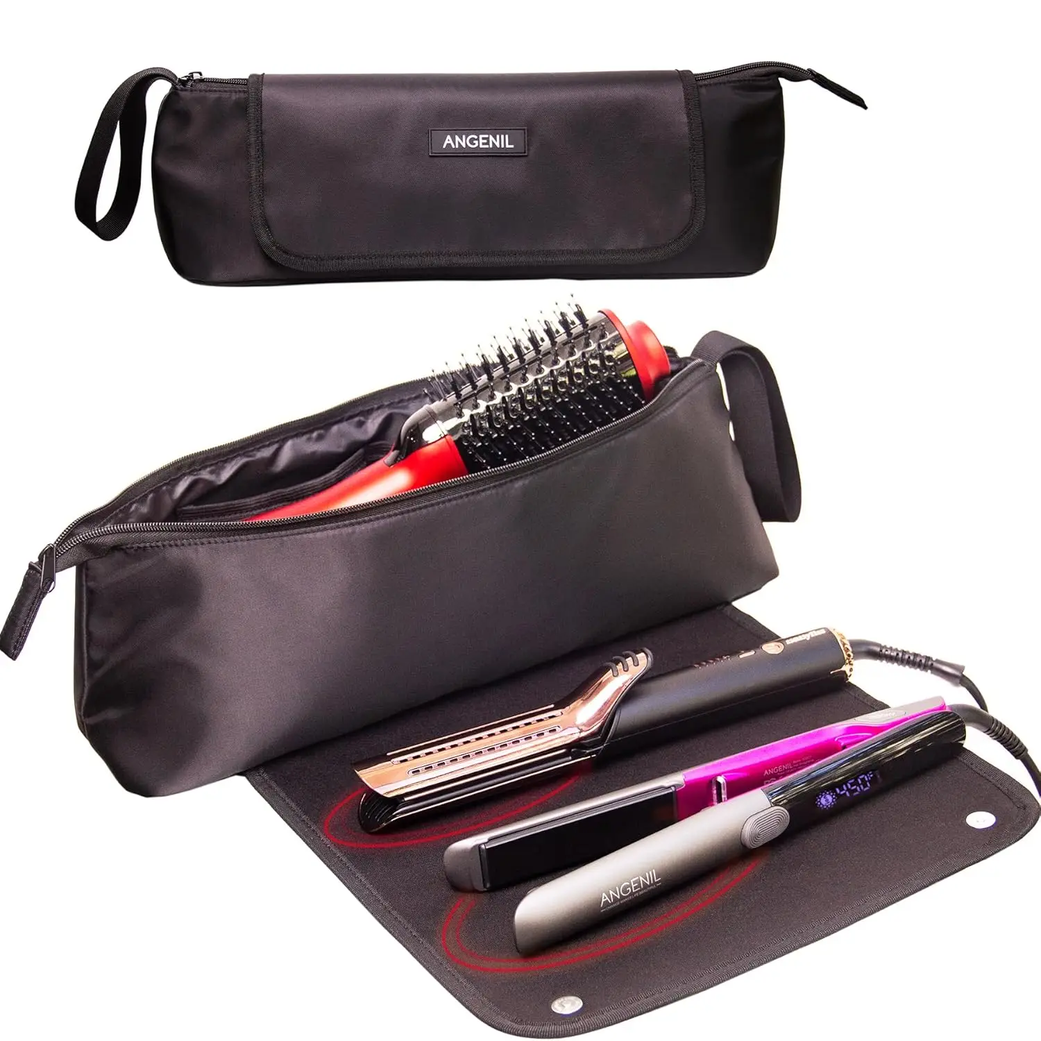 2-in-1 Heat Resistant Travel Bag for Hair Tools, Large Capacity Organizer for Curling Iron, Flat Iron, Hair Dryer, Thermal Brush
2-in-1 Heat Resistant Travel Bag for Hair Tools, Large Capacity Organizer for Curling Iron, Flat Iron, Hair Dryer, Thermal Brush