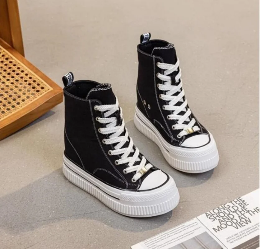 Women's 8cm Height Increase High Top Canvas Shoes Casual Design with Buckle Simple 2026 Style Footwear
Women's 8cm Height Increase High Top Canvas Shoes Casual Design with Buckle Simple 2026 Style Footwear