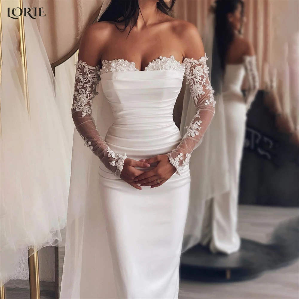 LORIE Elegant Mermaid Evening Dresses Beaded Sweetheart Off Shoulder Pleated Elastic Satin Prom Dress Arabia Lace Party Gowns
LORIE Elegant Mermaid Evening Dresses Beaded Sweetheart Off Shoulder Pleated Elastic Satin Prom Dress Arabia Lace Party Gowns