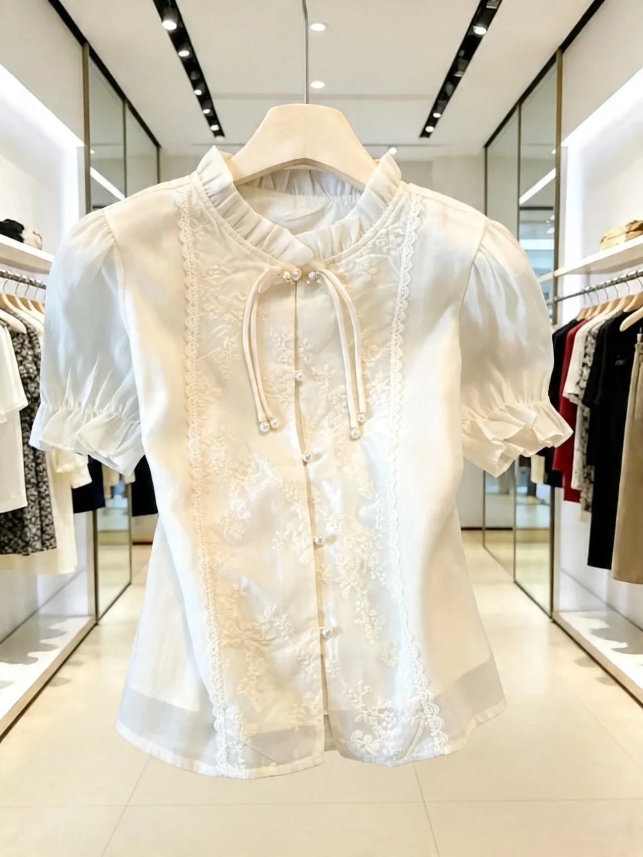 New Chinese Style Bubble Sleeve Shirt Women's Summer 2026 Lace Chiffon Top Buttoned Collar Short Sleeve Floral Print
New Chinese Style Bubble Sleeve Shirt Women's Summer 2026 Lace Chiffon Top Buttoned Collar Short Sleeve Floral Print