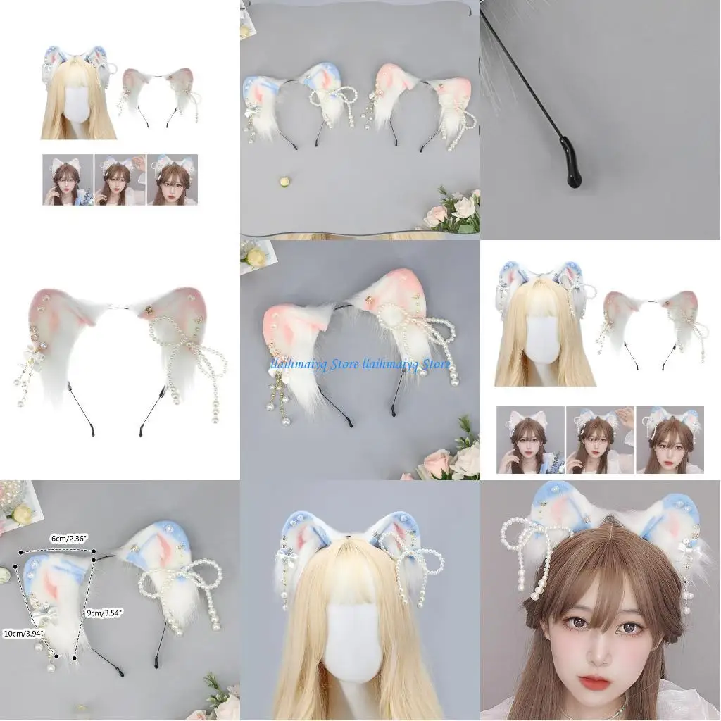 573B Ear Headband with Pearl Bowknot Decors Hair Hoop Adult Cosplay Live Broadcast Easter Party Headpiece
573B Ear Headband with Pearl Bowknot Decors Hair Hoop Adult Cosplay Live Broadcast Easter Party Headpiece