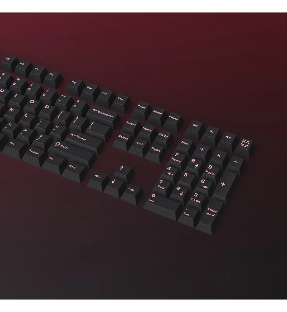 Keycap personality small full set of 126 keys original height two-color black keycap PBT material positive engraving
Keycap personality small full set of 126 keys original height two-color black keycap PBT material positive engraving