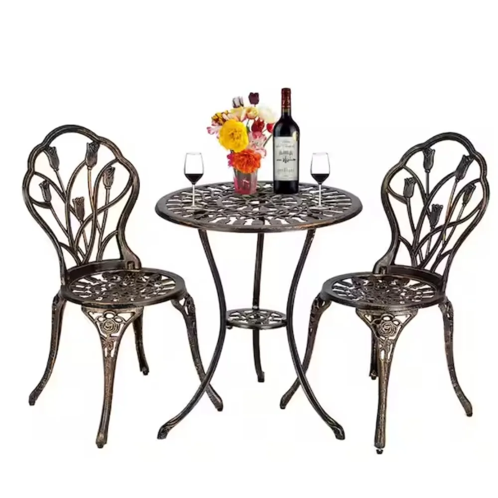 Patio Bistro Sets 3 Piece Cast Aluminum Bistro Table and Chairs, Outdoor Bistro Set Patio Table and Chairs Tulip Design
Patio Bistro Sets 3 Piece Cast Aluminum Bistro Table and Chairs, Outdoor Bistro Set Patio Table and Chairs Tulip Design