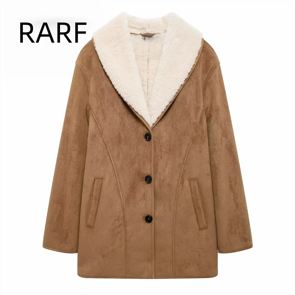 New autumn and winter women's simple lapel long sleeved fur one-piece fleece double-sided medium length jacket
New autumn and winter women's simple lapel long sleeved fur one-piece fleece double-sided medium length jacket