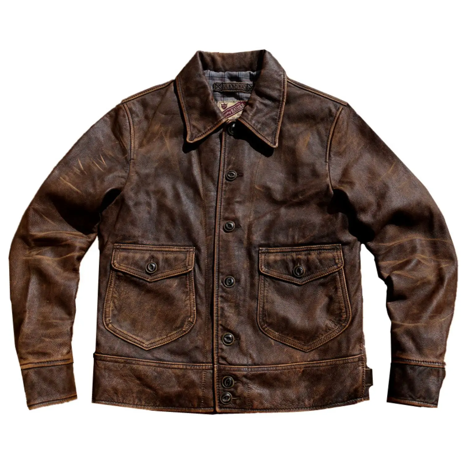 Dark Brown Autumn Leather Jacket Men Retro Vintage Style Plus Size 5XL Genuine Natural Cowhide Single Breasted Leather Coat
Dark Brown Autumn Leather Jacket Men Retro Vintage Style Plus Size 5XL Genuine Natural Cowhide Single Breasted Leather Coat