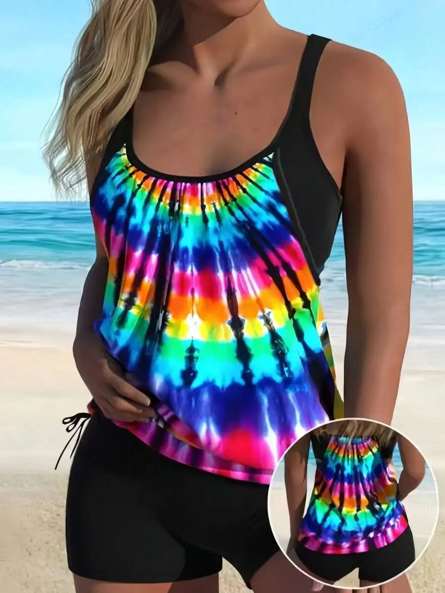 Womens Tie Dye Swimwear Set Full Cup Spaghetti Strap Backless Printed Briefs Beach Vacation
Womens Tie Dye Swimwear Set Full Cup Spaghetti Strap Backless Printed Briefs Beach Vacation