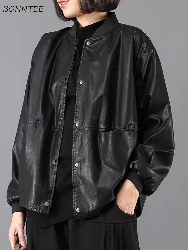 Куртки из искусственной кожи, женские однотонные элегантные офисные женские простые корейские модные уличные куртки, весенне-осеннее пальто, верхняя одежда, дизайн женской
Куртки из искусственной кожи, женские однотонные элегантные офисные женские простые корейские модные уличные куртки, весенне-осеннее пальто, верхняя одежда, дизайн женской