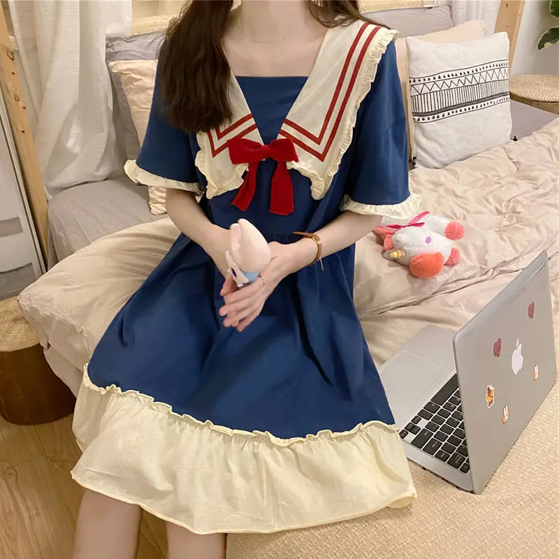Летняя ночная рубашка в стиле принцессы Kawaii, ночная рубашка для молодой женщины, платье с короткими рукавами, мягкий хлопок, кавайное японское нижнее белье, домашнее платье
Летняя ночная рубашка в стиле принцессы Kawaii, ночная рубашка для молодой женщины, платье с короткими рукавами, мягкий хлопок, кавайное японское нижнее белье, домашнее платье