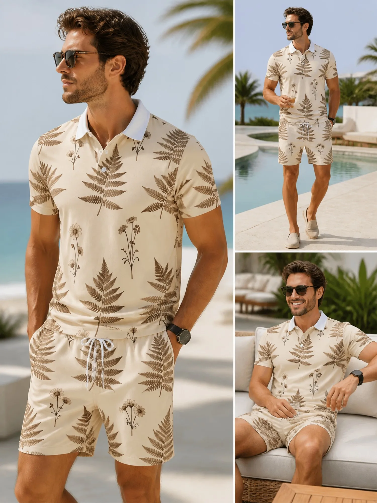 Mens Short Sleeve Polo Shirt and Shorts Set Casual Two Piece Summer Beach Vacation Matching Outfit Modern Lightweight Lounge Top
Mens Short Sleeve Polo Shirt and Shorts Set Casual Two Piece Summer Beach Vacation Matching Outfit Modern Lightweight Lounge Top