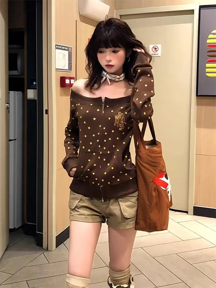 American Sle ort Svel Hoodie Jaet Women's 2025 New Hot Girl Early Autumn No Cap Star Print Open Cardigan Top
American Sle ort Svel Hoodie Jaet Women's 2025 New Hot Girl Early Autumn No Cap Star Print Open Cardigan Top