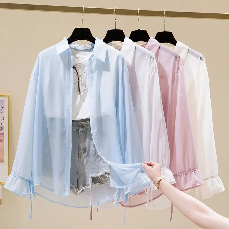 Loose Women's Summer New Style Knot Tie Thin Outerwear Sun Protection Shirt Chiffon Long Sleeve Collar Regular...
Loose Women's Summer New Style Knot Tie Thin Outerwear Sun Protection Shirt Chiffon Long Sleeve Collar Regular...