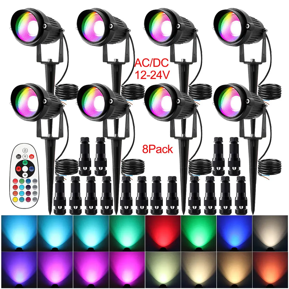 8Pack Remote Control 16 colors LED Lawn Lamp RGBW Outdoor Spike Landscape Light 12/24V With Connector For Tree Garden Lighting
8Pack Remote Control 16 colors LED Lawn Lamp RGBW Outdoor Spike Landscape Light 12/24V With Connector For Tree Garden Lighting