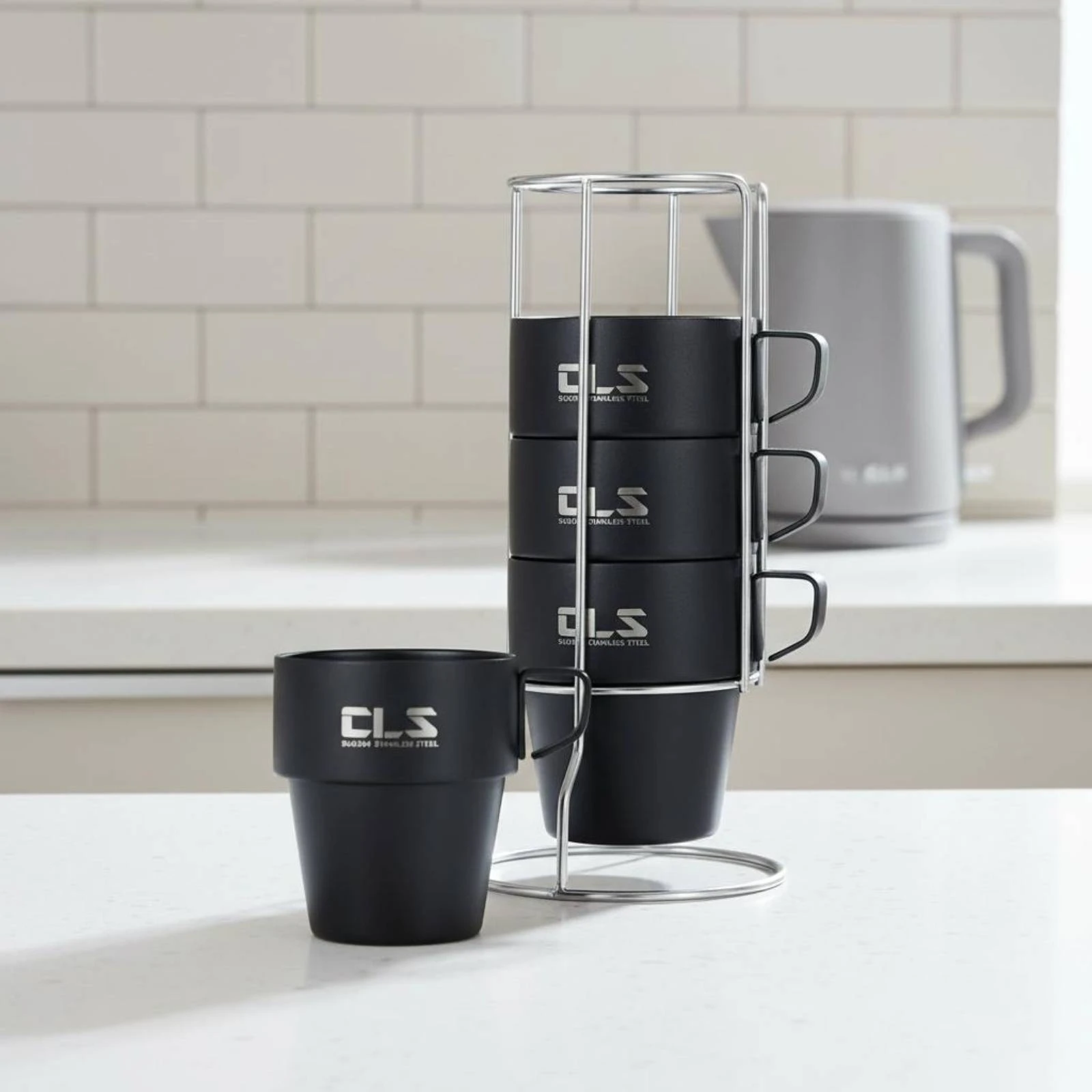 4 Pieces Stainless Steel Mug Set Matte Black Double-Wall Camping Mugs Mug Rack Holder Set Long-Lasting Outdoor Tableware
4 Pieces Stainless Steel Mug Set Matte Black Double-Wall Camping Mugs Mug Rack Holder Set Long-Lasting Outdoor Tableware