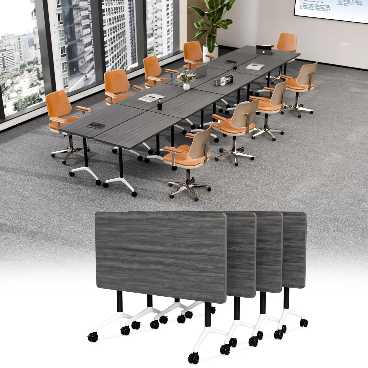 Mobile Folding Conference Table Flip-Top Wheels Locking Office Meeting 6-12 Person 47.2IN, Customized
Mobile Folding Conference Table Flip-Top Wheels Locking Office Meeting 6-12 Person 47.2IN, Customized