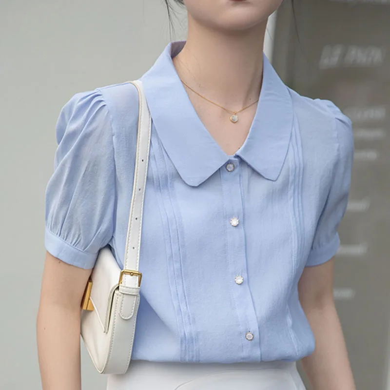 Short Sleeve Shirts For Women 2025 Summer Casual Solid Chiffon Blouses Korean Fashion Loose Tops Woman Clothing Camisas De Mujer
Short Sleeve Shirts For Women 2025 Summer Casual Solid Chiffon Blouses Korean Fashion Loose Tops Woman Clothing Camisas De Mujer
