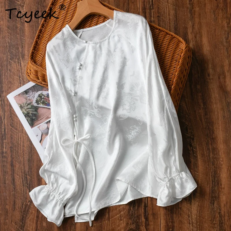 Tcyeek 100% Real Silk Blouse Women 2026 Spring Exquisite Artistic-style Flounce Sleeved White Shirt Ladies Clothes Chemise Femme
Tcyeek 100% Real Silk Blouse Women 2026 Spring Exquisite Artistic-style Flounce Sleeved White Shirt Ladies Clothes Chemise Femme