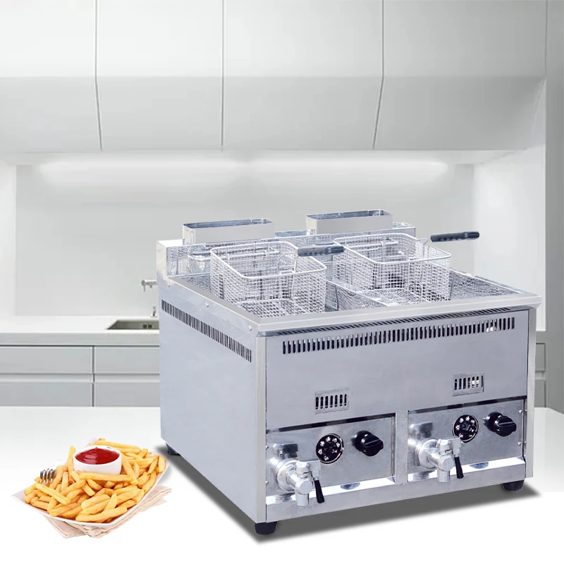 Commercial Freidora Industrial a Gas Restaurant Equipment Desk Top 304 Stainless Steel Double Basket Gas Deep Fryer for Sale
Commercial Freidora Industrial a Gas Restaurant Equipment Desk Top 304 Stainless Steel Double Basket Gas Deep Fryer for Sale