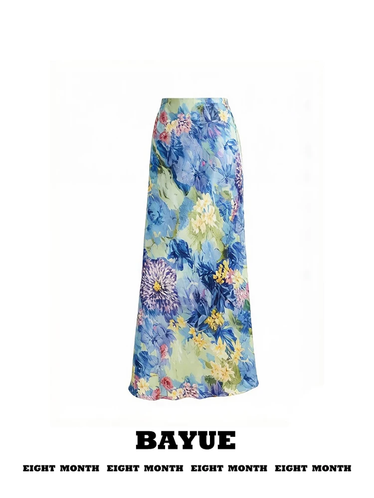 Blue Oiled Painting Flower Print Asymmetrical Slim Fit Long Skirt High Waist Side Split Chiffon Wrap around Women's Skirt
Blue Oiled Painting Flower Print Asymmetrical Slim Fit Long Skirt High Waist Side Split Chiffon Wrap around Women's Skirt