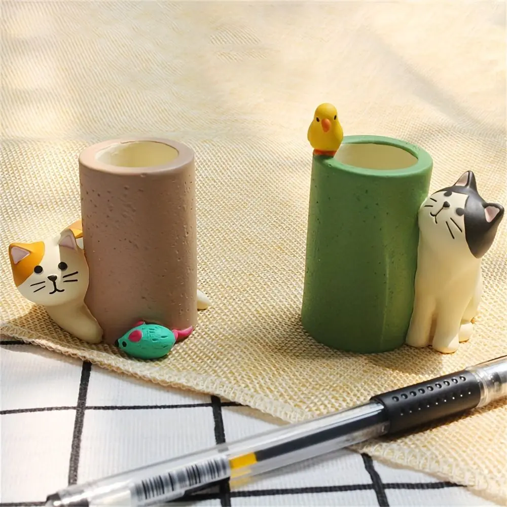 Cat Ornaments Desk Pen Holder Resin Cute Cat And Mouse Single Pencil Holder Cosmetics Makeup Organizer Small Desk Organizer
Cat Ornaments Desk Pen Holder Resin Cute Cat And Mouse Single Pencil Holder Cosmetics Makeup Organizer Small Desk Organizer