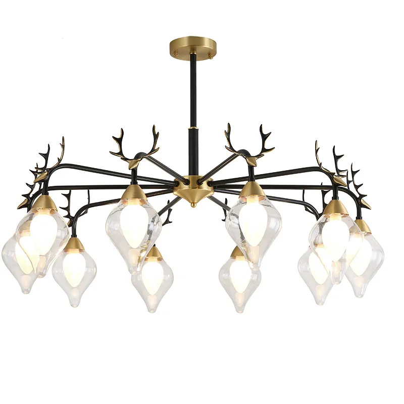 American light luxury living room full copper chandelier French antlers dining room master bedroom modern
American light luxury living room full copper chandelier French antlers dining room master bedroom modern