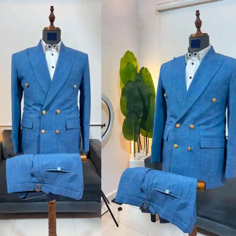 Classic Business Wedding Tuxedos 2 Piece Set Jacket Pants Double Breasted Men Suit Customized Groom Wear Party Evening Suits
Classic Business Wedding Tuxedos 2 Piece Set Jacket Pants Double Breasted Men Suit Customized Groom Wear Party Evening Suits