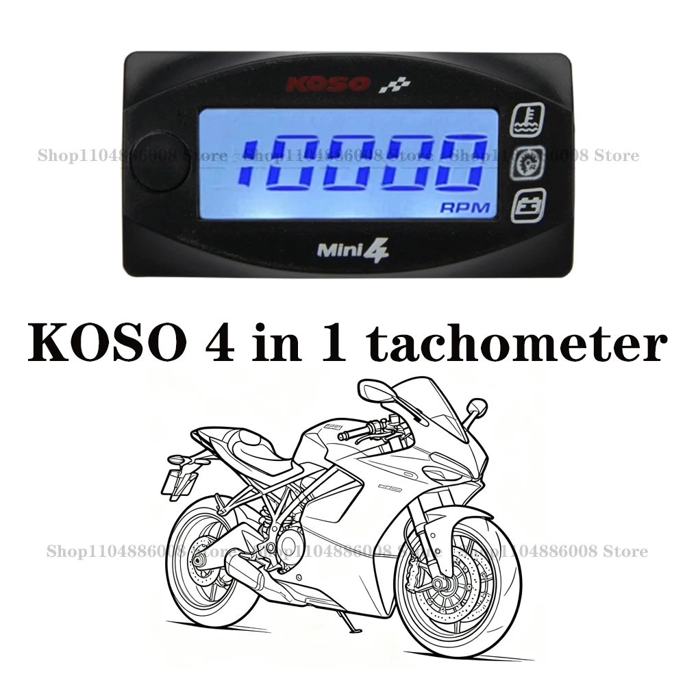 KOSO Motorcycles Water Temperature Voltmeter Time Display RPM Tachometer Mini 4 in 1 LED Digital Modified Instrument Accessories
KOSO Motorcycles Water Temperature Voltmeter Time Display RPM Tachometer Mini 4 in 1 LED Digital Modified Instrument Accessories