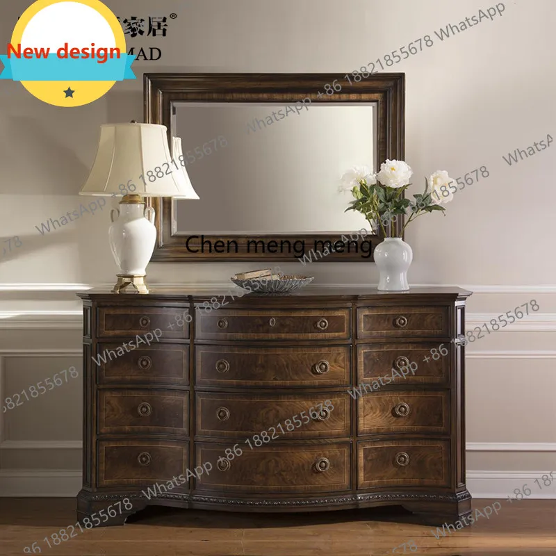 American retro solid wood dressing side cabinet European engraved quality mortise and tenon nine bucket storage cabinet
American retro solid wood dressing side cabinet European engraved quality mortise and tenon nine bucket storage cabinet