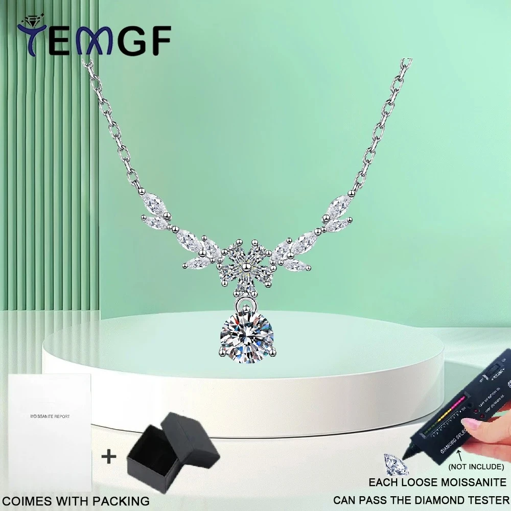 TEMGF 1CT Moissanite/Zircon Pendant Necklace for Women 925 Sterling Silver Neck Chain Party Sparkling Jewelry Fine Birthday Gift
TEMGF 1CT Moissanite/Zircon Pendant Necklace for Women 925 Sterling Silver Neck Chain Party Sparkling Jewelry Fine Birthday Gift