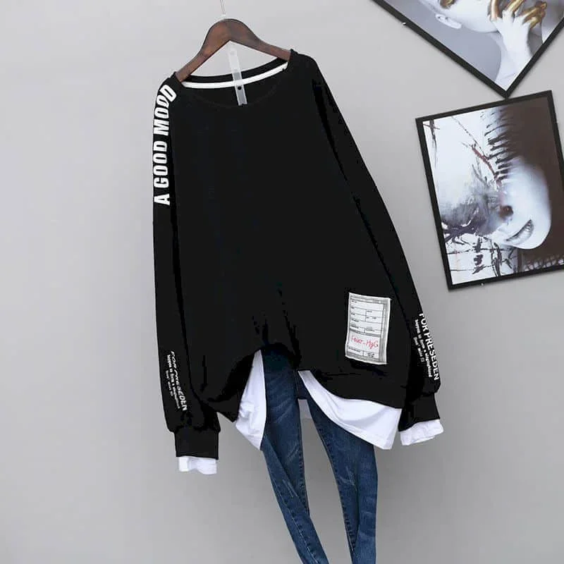 Pop O-neck Pullovers Fake Two Pieces Patchwork Casual Oversized Korean Style Long Sleeve Streetwear Women Autumn Aesthetic Cloth
Pop O-neck Pullovers Fake Two Pieces Patchwork Casual Oversized Korean Style Long Sleeve Streetwear Women Autumn Aesthetic Cloth