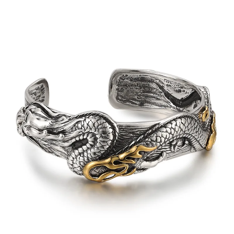 S925 Sterling Silver Big Dragon Bangle For Man Male Real Sliver Traditional Style Vintage Mythical Beast Bracelet Jewelry
S925 Sterling Silver Big Dragon Bangle For Man Male Real Sliver Traditional Style Vintage Mythical Beast Bracelet Jewelry