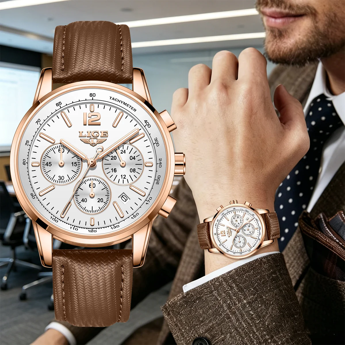 LIGE Fashion Men's Watches Top Luxury Leather Strap Quartz Men's Watch Business Casual Date Chronograph Watch Men Reloj Hombre
LIGE Fashion Men's Watches Top Luxury Leather Strap Quartz Men's Watch Business Casual Date Chronograph Watch Men Reloj Hombre