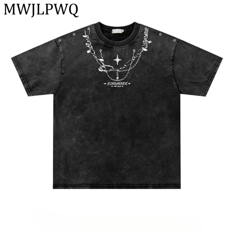 MWJLPWQ Vintage Washed Black T-Shirt Men Chain Print Loose Crew Neck Short Sleeve American Retro Casual Street Fashion Top 15532
MWJLPWQ Vintage Washed Black T-Shirt Men Chain Print Loose Crew Neck Short Sleeve American Retro Casual Street Fashion Top 15532