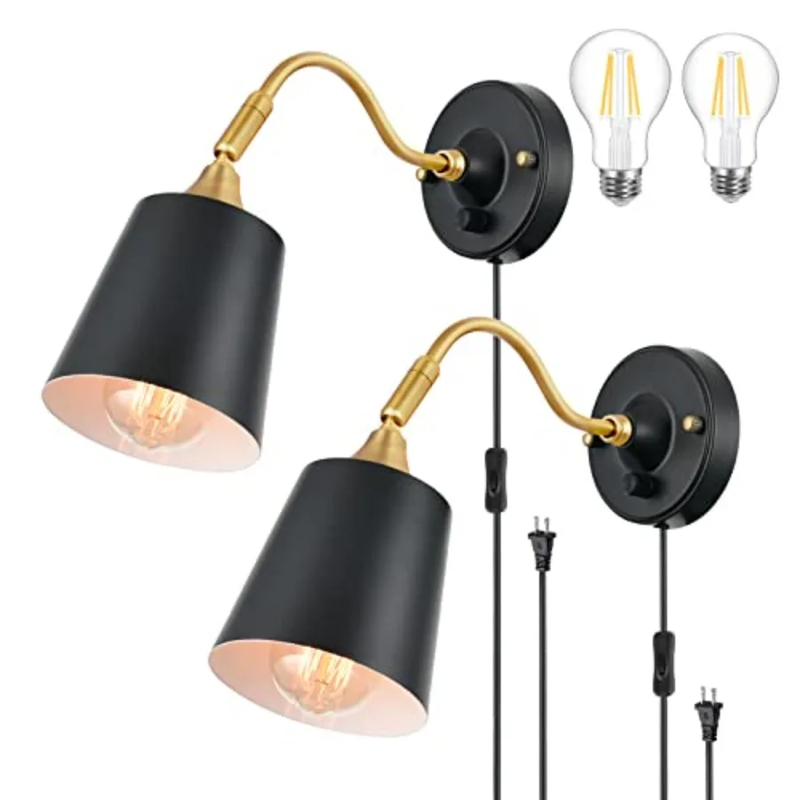 Wall Sconces Plug in, Dimmable Wall Lights with Plug in Cord Adjustable Lighting Angle Wall Mounted Light with On/Off Rotary Sw
Wall Sconces Plug in, Dimmable Wall Lights with Plug in Cord Adjustable Lighting Angle Wall Mounted Light with On/Off Rotary Sw