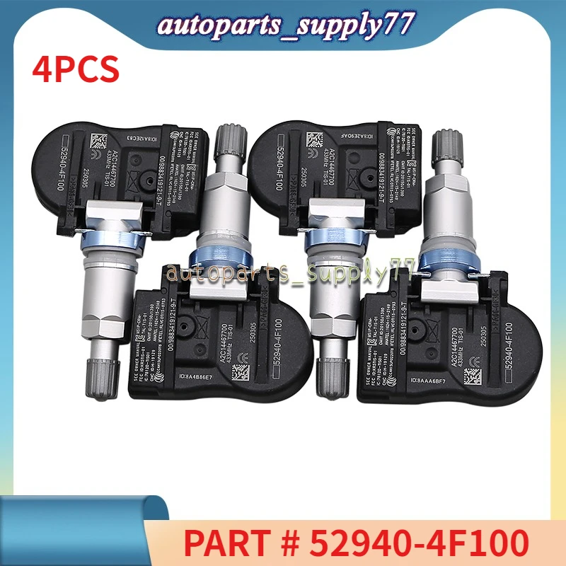 4PCS 52940-4F100 Tire Pressure Sensor Monitoring System 433MHz TPMS 529404F100 For Hyundai Grand Starex H-1 Starex Kia K2500
4PCS 52940-4F100 Tire Pressure Sensor Monitoring System 433MHz TPMS 529404F100 For Hyundai Grand Starex H-1 Starex Kia K2500