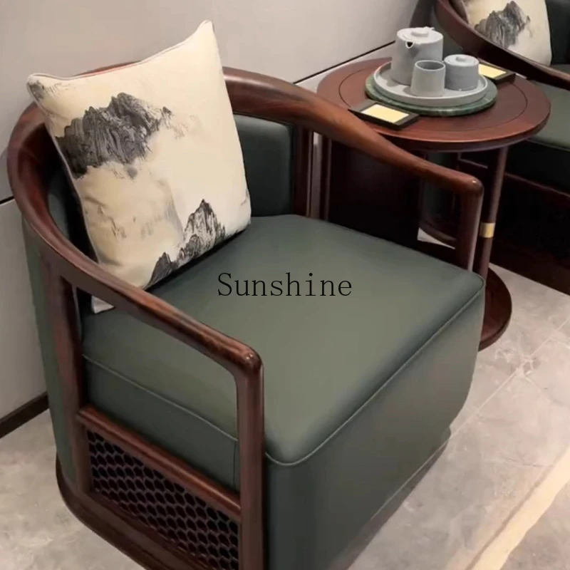 New Chinese ebony leisure chair three-piece living room solid wood home sofa chair 
New Chinese ebony leisure chair three-piece living room solid wood home sofa chair