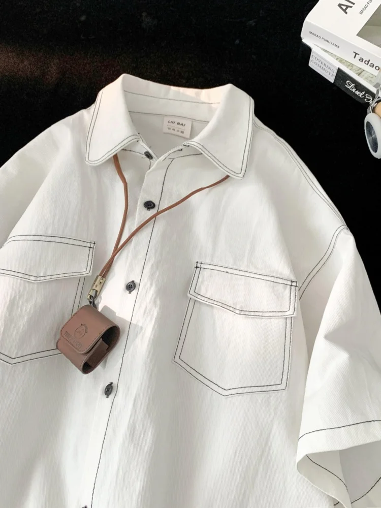Retro Japanese Style Men's Short Sleeve Casual Shirt Summer 2025 Trendy Design Breathable Loose Fit Button up Half Sleeve
Retro Japanese Style Men's Short Sleeve Casual Shirt Summer 2025 Trendy Design Breathable Loose Fit Button up Half Sleeve