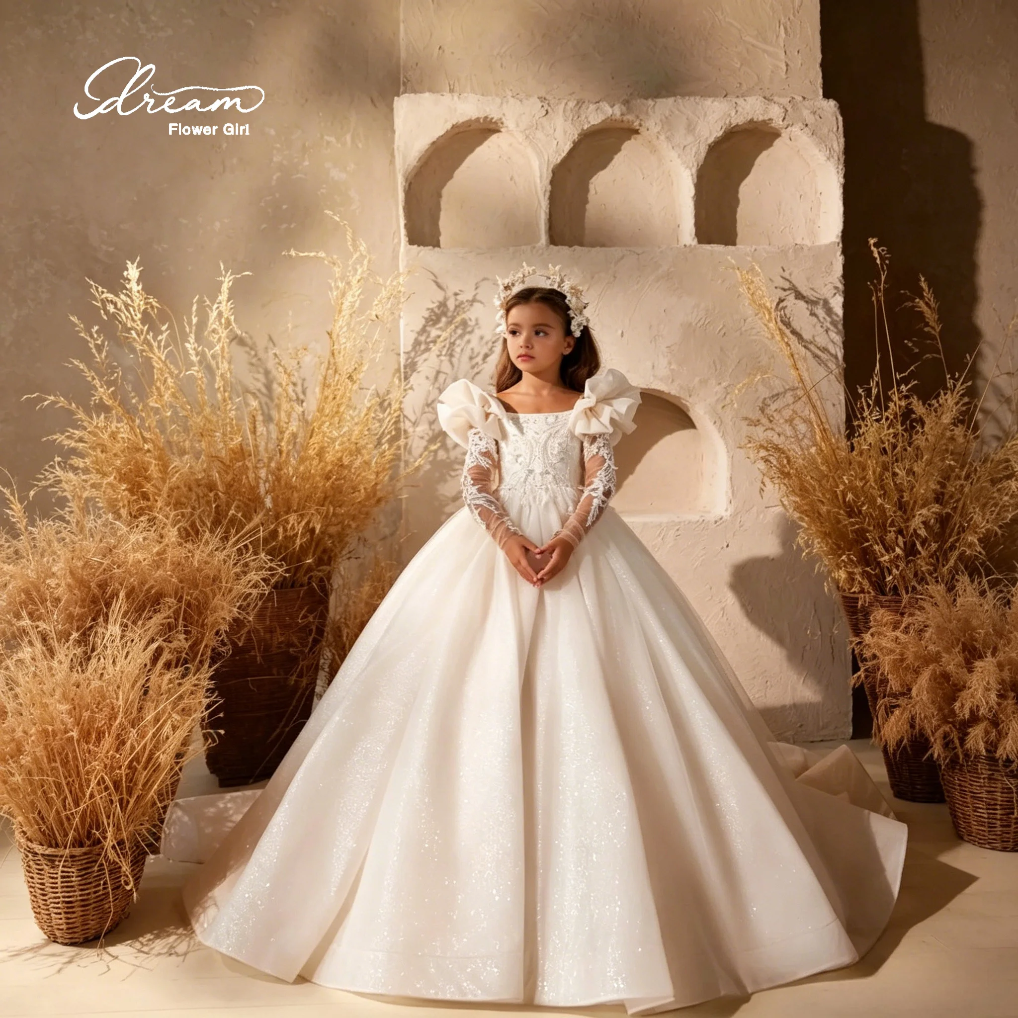 Gorgeous ivory-colored strapless halter-style long dress with lace appliqués and floor-length fluffy skirt
Gorgeous ivory-colored strapless halter-style long dress with lace appliqués and floor-length fluffy skirt