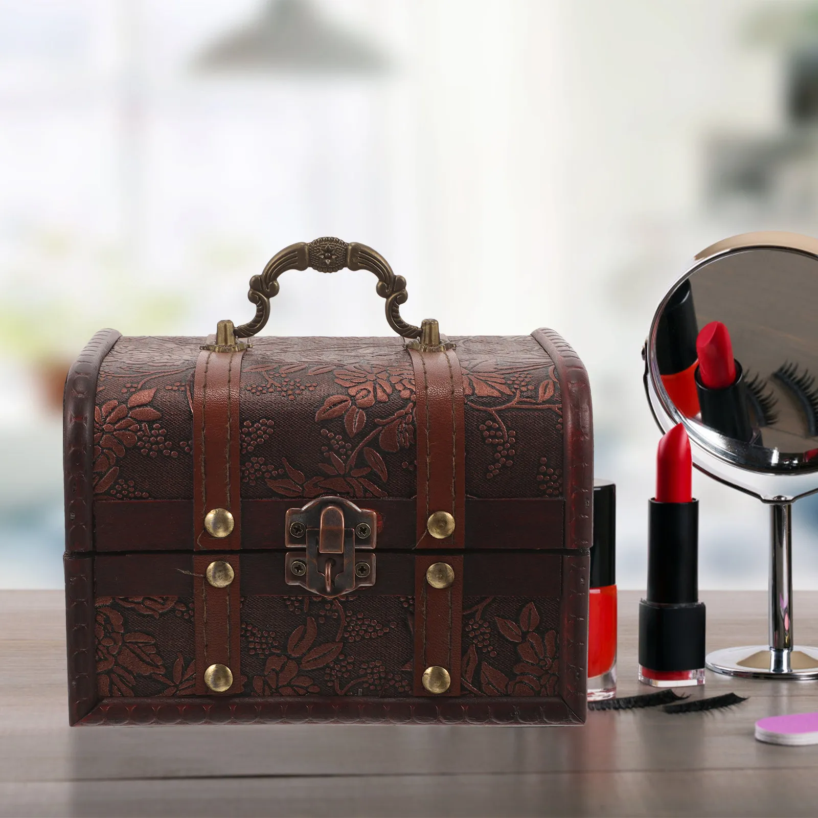 Jewelry Organizer Wooden Box Vintage Storage Case with Lid for Trinkets Coins Small Accessories Keepsake Container
Jewelry Organizer Wooden Box Vintage Storage Case with Lid for Trinkets Coins Small Accessories Keepsake Container