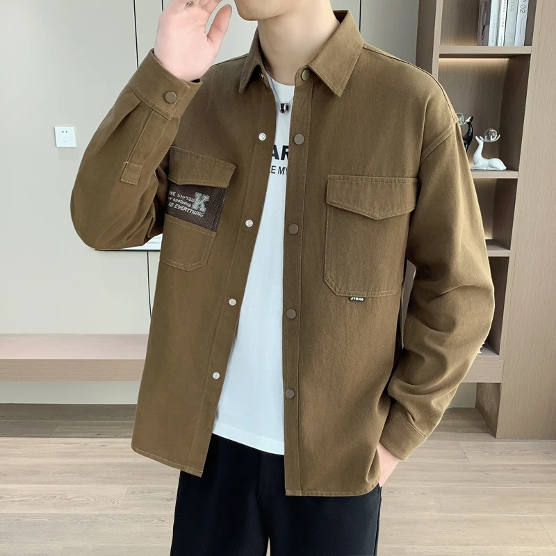 Loose Collar Men's irt Jaet Spring Summer Autumn Casual Workwear Cotton Long Sve Breathable Pure Color Trendy Brand
Loose Collar Men's irt Jaet Spring Summer Autumn Casual Workwear Cotton Long Sve Breathable Pure Color Trendy Brand