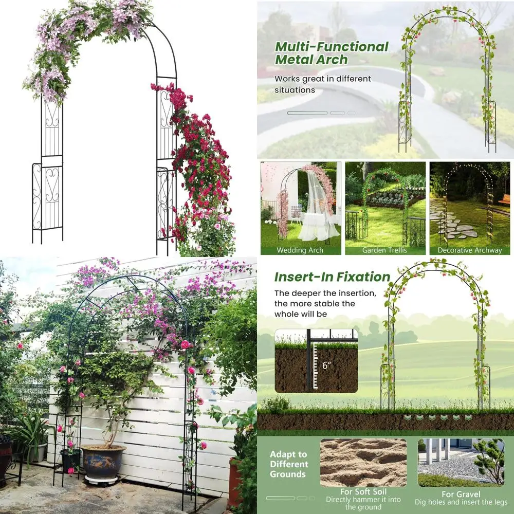 Металлическая решетка садовой арки — пергола высотой 7,9 футов для вьющихся растений, роз, клематиса, лоз и свадебной арки
Металлическая решетка садовой арки — пергола высотой 7,9 футов для вьющихся растений, роз, клематиса, лоз и свадебной арки