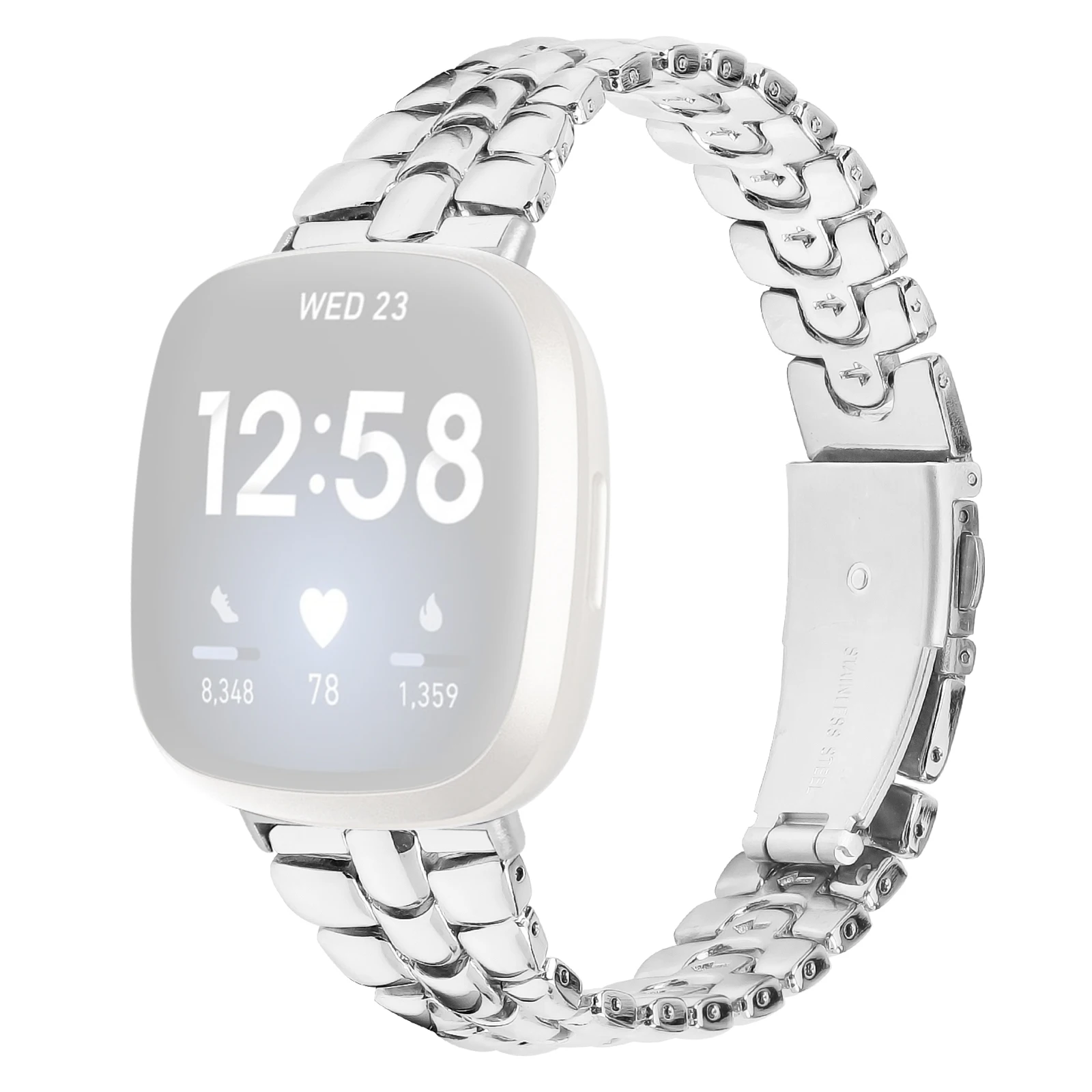 Сменный ремешок для часов из стильного сплава для Fitbit Versa 4/Sense 2, серебристый 
Сменный ремешок для часов из стильного сплава для Fitbit Versa 4/Sense 2, серебристый