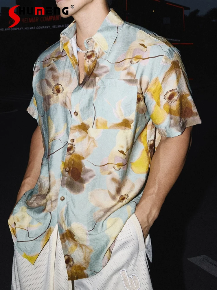 Fashion Flower Painting Design Short-sleeve Shirts Men's 2026 Summer New Pocket Decorative Breathable Shirts Male Handsome Tops
Fashion Flower Painting Design Short-sleeve Shirts Men's 2026 Summer New Pocket Decorative Breathable Shirts Male Handsome Tops