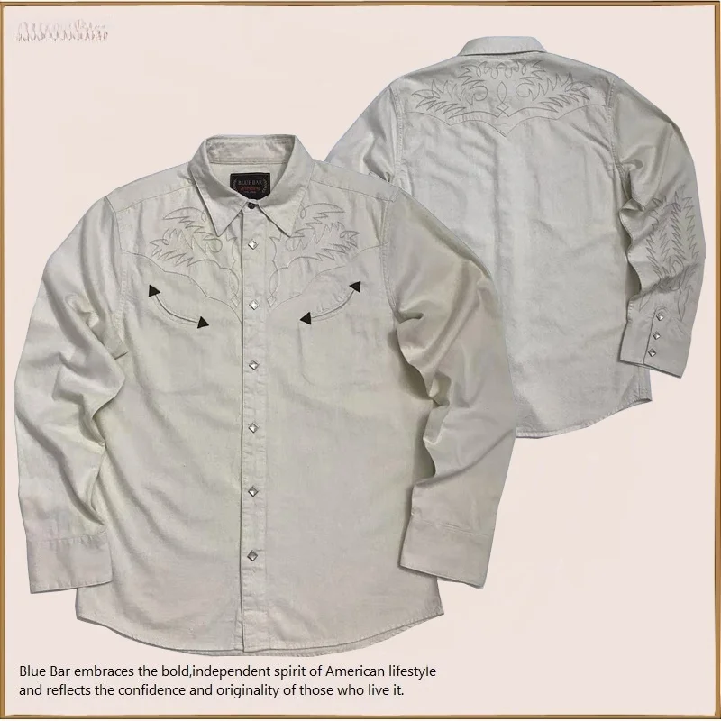 Retro American Western Blue Bar Embroidered Cotton Seed Long Sleeve Shirt Youth Skin-friendly Breathable Standard Fit
Retro American Western Blue Bar Embroidered Cotton Seed Long Sleeve Shirt Youth Skin-friendly Breathable Standard Fit